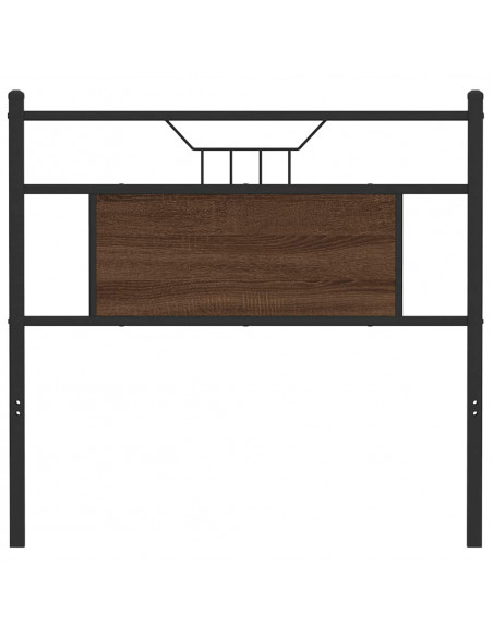Testiera Rovere Marrone 80 cm in Legno Multistrato e Acciaio