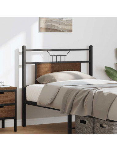 Testiera Rovere Marrone 90 cm in Legno Multistrato e Acciaio