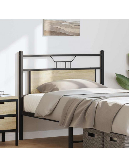Testiera Rovere Sonoma 107 cm in Legno Multistrato e Acciaio