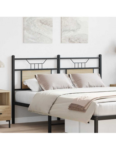 Testiera Rovere Sonoma 137 cm in Legno Multistrato e Acciaio