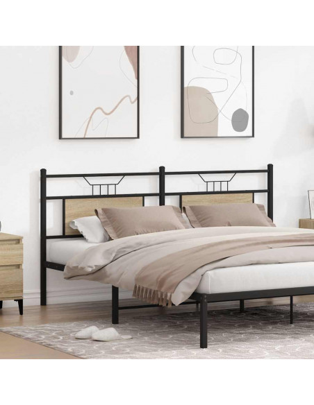 Testiera Rovere Sonoma 160 cm in Legno Multistrato e Acciaio