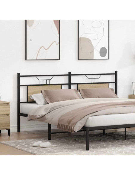 Testiera di Ricambio Rovere Sonoma 180 cm in Legno Multistrato e Acciaio