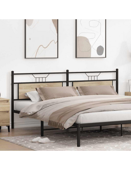 Testiera Rovere Sonoma 193 cm in Legno Multistrato e Acciaio