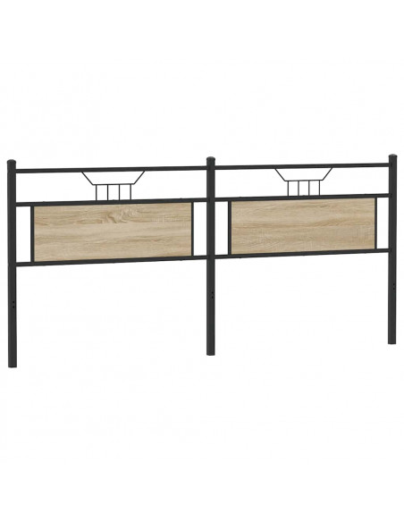 Testiera Rovere Sonoma 200 cm in Legno Multistrato e Acciaio