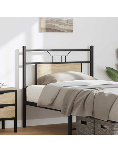 Testiera Rovere Sonoma 90 cm in Legno Multistrato e Acciaio