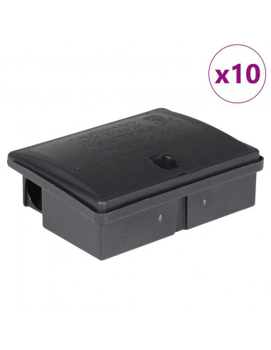 Trappole per Topi 10 pz Nere 13x10x4 cm
