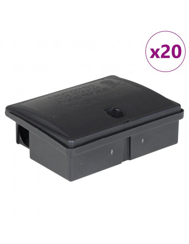 Trappole per Topi 20 pz Nere 13x10x4 cm