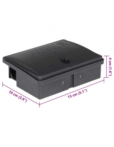 Trappole per Topi 20 pz Nere 13x10x4 cm