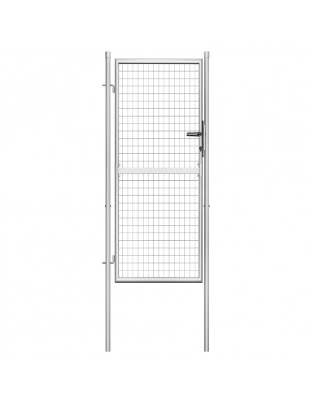 Cancello per Giardino in Acciaio Zincato 105x225cm Argento