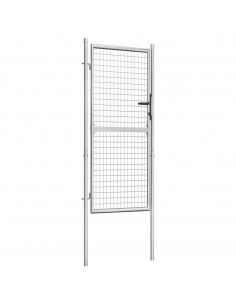 Cancello per Giardino in Acciaio Zincato 105x225cm Argento 2