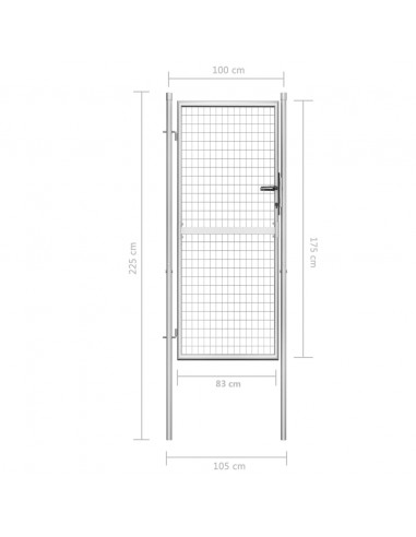 Cancello per Giardino in Acciaio Zincato 105x225cm Argento