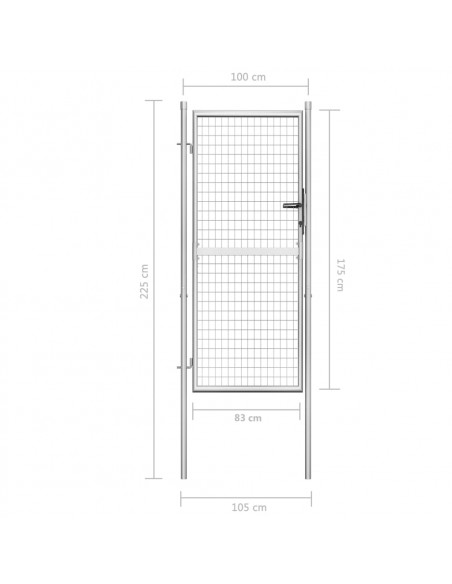 Cancello per Giardino in Acciaio Zincato 105x225cm Argento