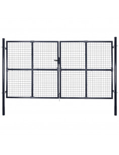 Cancello per Giardino Rete in Acciaio Zincato 289x175 cm Grigio