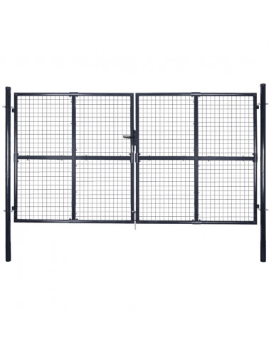 Cancello per Giardino Rete in Acciaio Zincato 289x175 cm Grigio