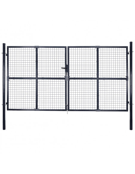 Cancello per Giardino Rete in Acciaio Zincato 289x175 cm Grigio