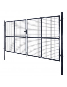 Cancello per Giardino Rete in Acciaio Zincato 289x175 cm Grigio 2