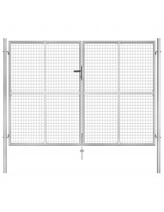 Cancello per Giardino in Acciaio Zincato 306x225cm Argento