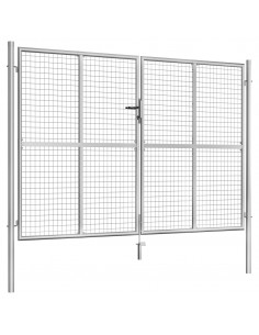 Cancello per Giardino in Acciaio Zincato 306x225cm Argento 2