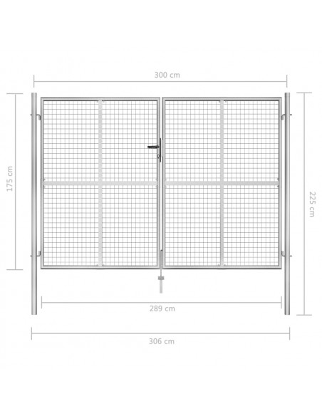 Cancello per Giardino in Acciaio Zincato 306x225cm Argento