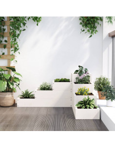 Fioriera Giardino 4 Ripiani Bianca 80,5x79x36cm Massello Pino 2