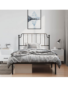 Giroletto con Testiera Metallo Nero 100x200 cm 2