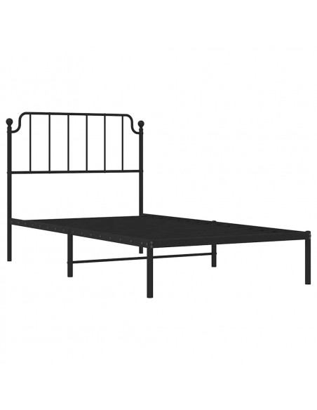 Giroletto con Testiera Metallo Nero 100x200 cm