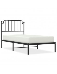 Giroletto con Testiera in Metallo Nero 90x200 cm