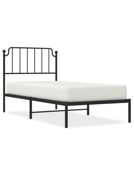 Giroletto con Testiera in Metallo Nero 90x200 cm