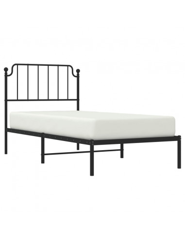 Giroletto con Testiera in Metallo Nero 90x200 cm