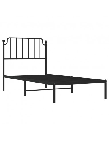 Giroletto con Testiera in Metallo Nero 90x200 cm