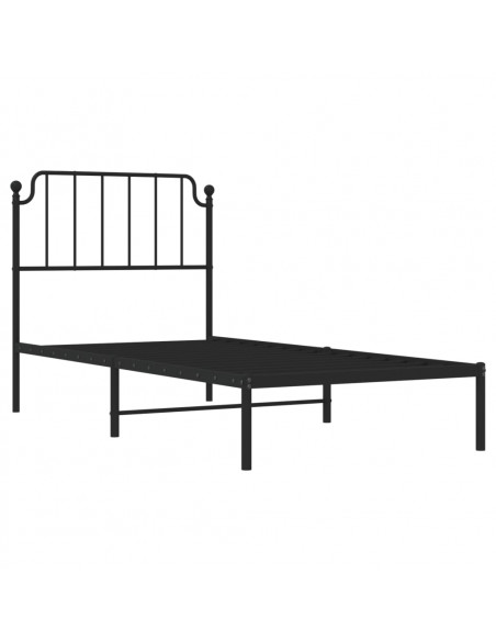 Giroletto con Testiera in Metallo Nero 90x200 cm