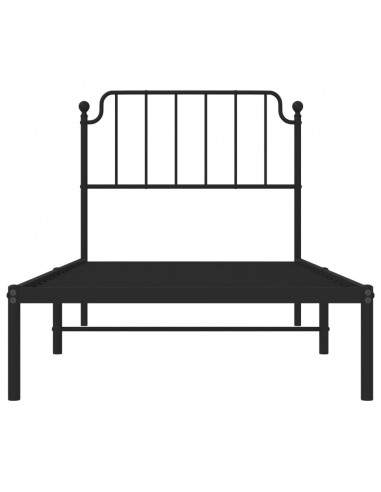 Giroletto con Testiera in Metallo Nero 90x200 cm