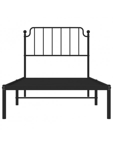Giroletto con Testiera in Metallo Nero 90x200 cm