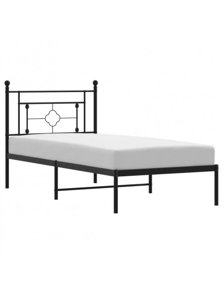 Giroletto con Testiera in Metallo Nero 90x200 cm