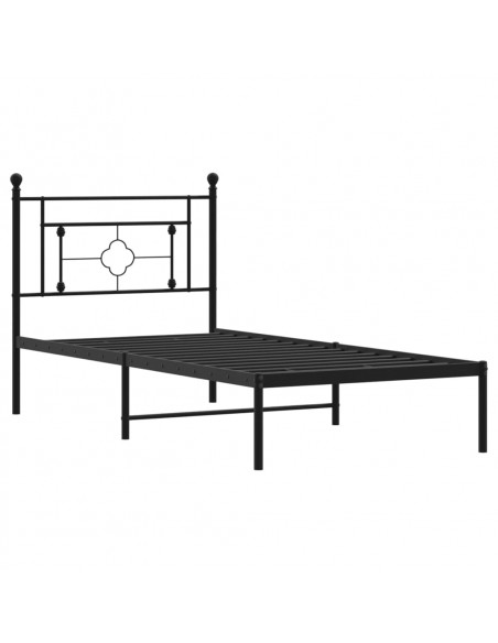 Giroletto con Testiera in Metallo Nero 90x200 cm