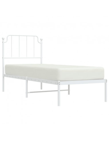 Giroletto con Testiera Metallo Bianco 75x190 cm