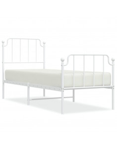 Giroletto con Testiera e Pediera Metallo Bianco 80x200 cm