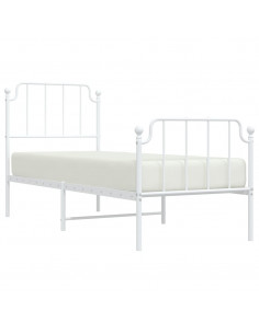 Giroletto con Testiera e Pediera Metallo Bianco 80x200 cm 2