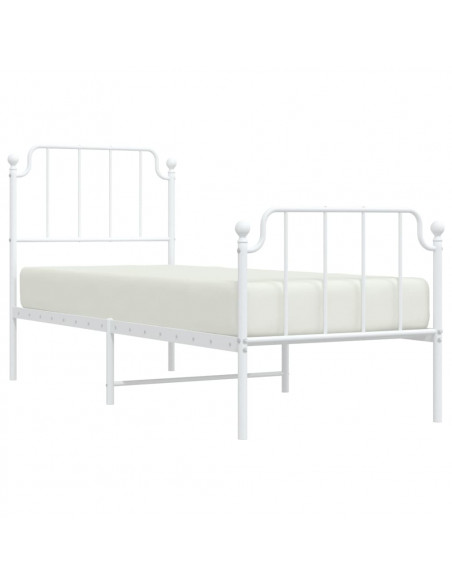 Giroletto con Testiera e Pediera Metallo Bianco 80x200 cm