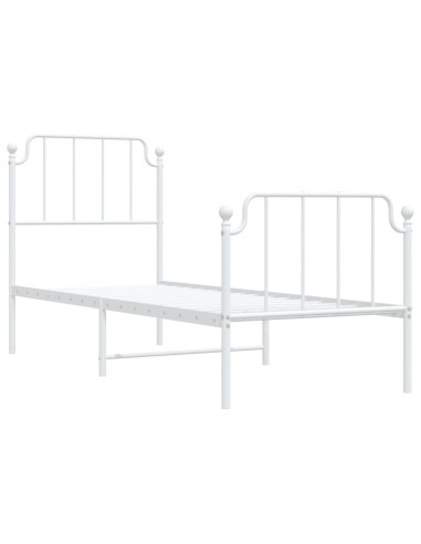 Giroletto con Testiera e Pediera Metallo Bianco 80x200 cm