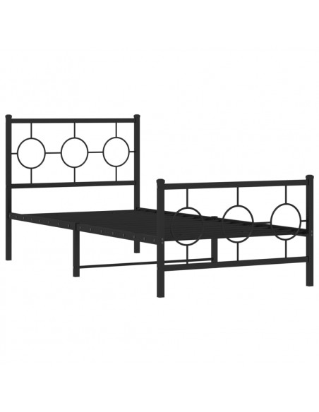 Giroletto con Testiera e Pediera Metallo Nero 90x200 cm