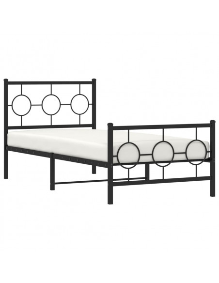 Giroletto con Testiera e Pediera Metallo Nero 90x200 cm