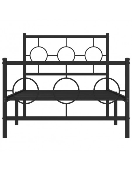 Giroletto con Testiera e Pediera Metallo Nero 90x200 cm