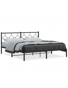 Giroletto con Testiera in Metallo Nero 180x200 cm