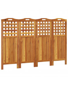 Divisorio a 4 Pannelli 162x2x115 cm Legno Massello di Acacia