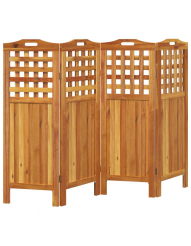 Divisorio a 4 Pannelli 162x2x115 cm Legno Massello di Acacia
