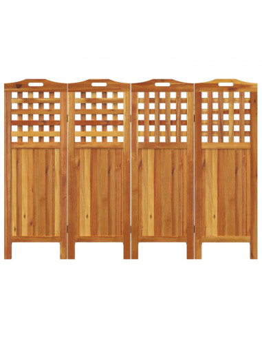 Divisorio a 4 Pannelli 162x2x115 cm Legno Massello di Acacia