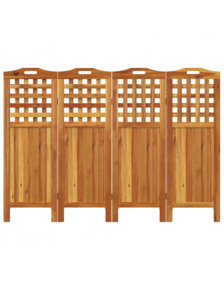 Divisorio a 4 Pannelli 162x2x115 cm Legno Massello di Acacia