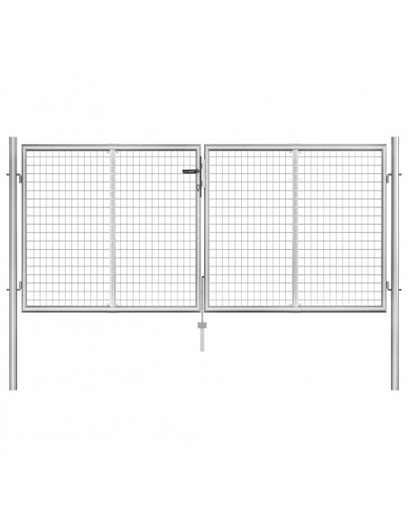 Cancello per Giardino in Acciaio Zincato 306x150 cm Argento