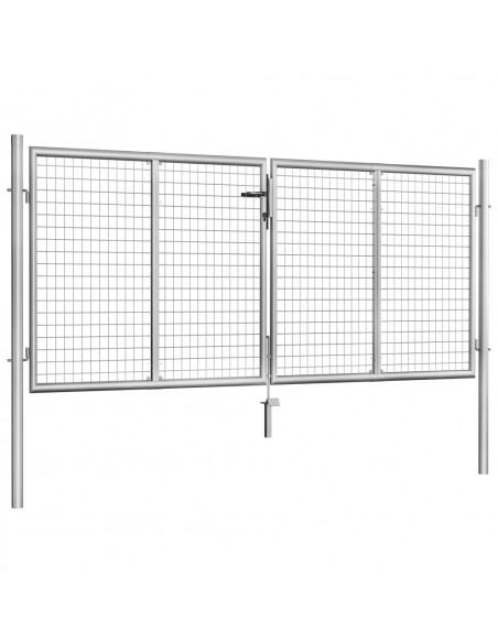 Cancello per Giardino in Acciaio Zincato 306x150 cm Argento